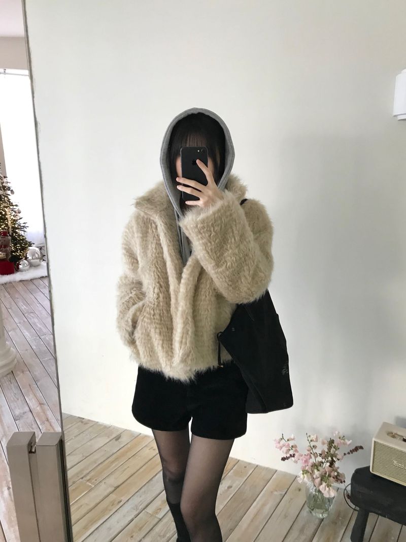 Perry High-Neck Fur Jacket (one color)