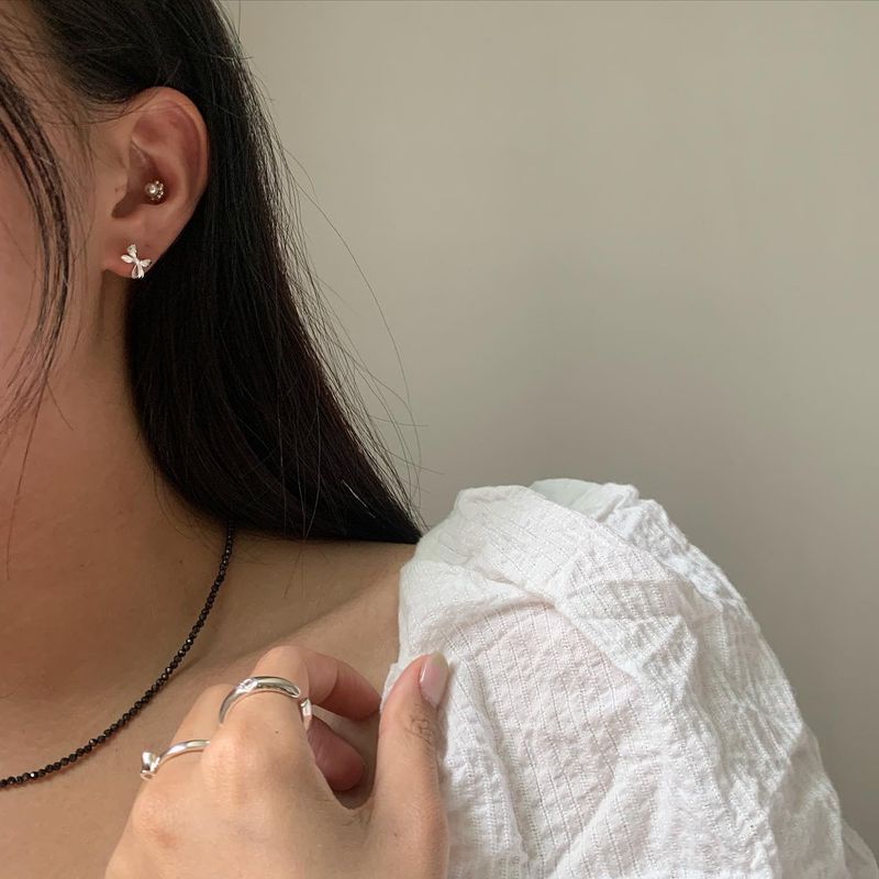 (silver925) ラブリーリボンピアス type2 *silver