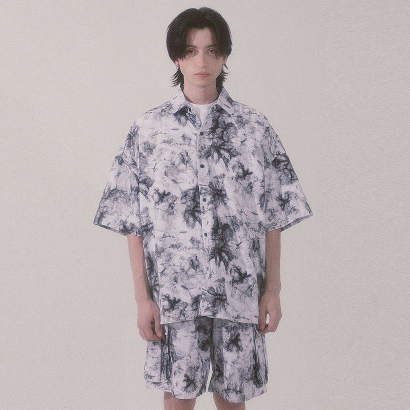 tie-dye half sleeve shirt_white