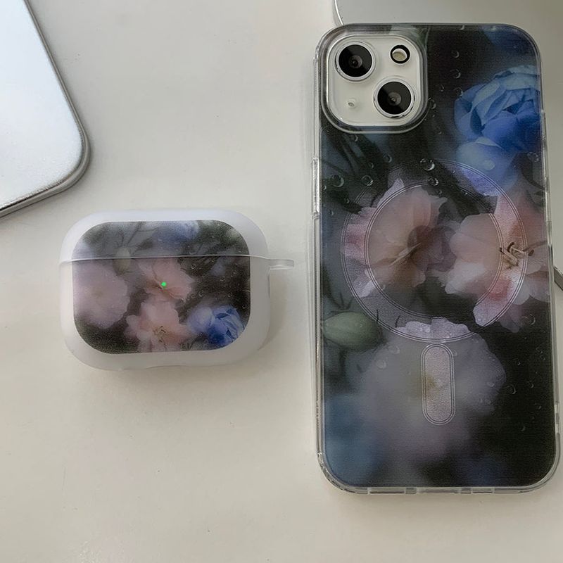 Blue - Rain Flower AirPods Case_matt