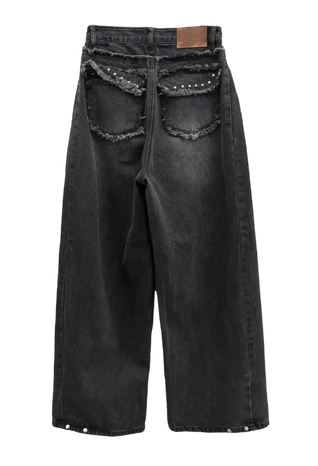 Vintage Studded Pocket Denim Pants