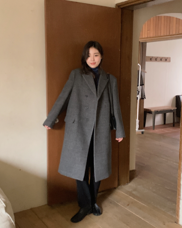 Modern Twill Overfit Wool70 Long Coat (2color)