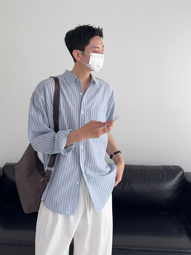 SY Relaxed Fit Seersucker Stripe Shirt (4C)