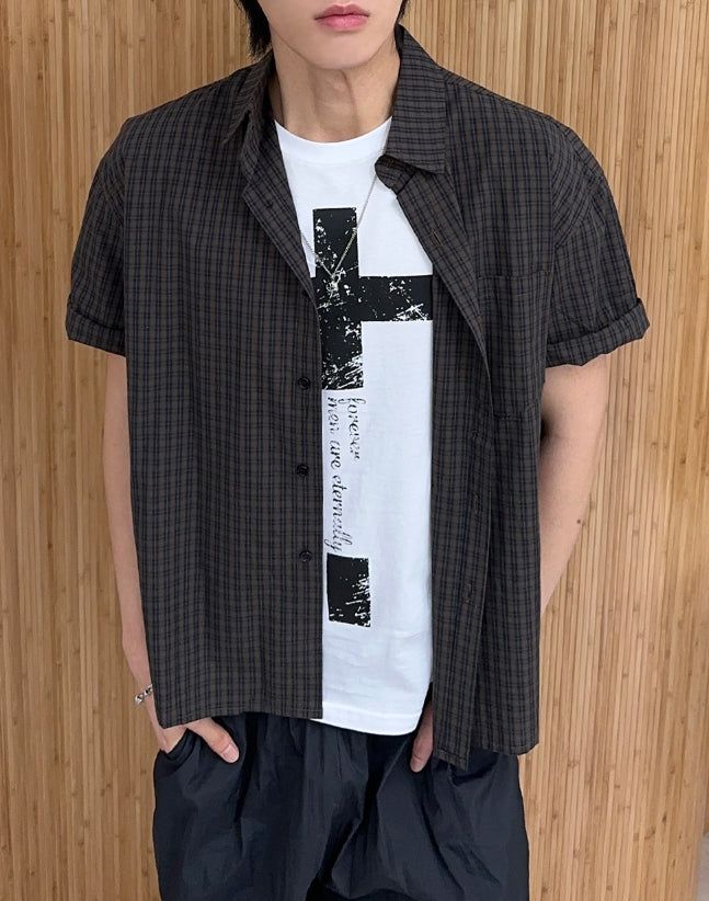 SATIIIZ（サティーズ）の「Retin check short-sleeve shirt（Tops）」