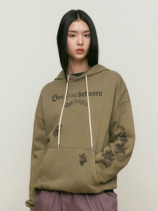 KIRSH（キルシー）の「LUNA WASHING VINTAGE GRAPHIC HOODIE [LIGHT KHAKI]（Tops）」