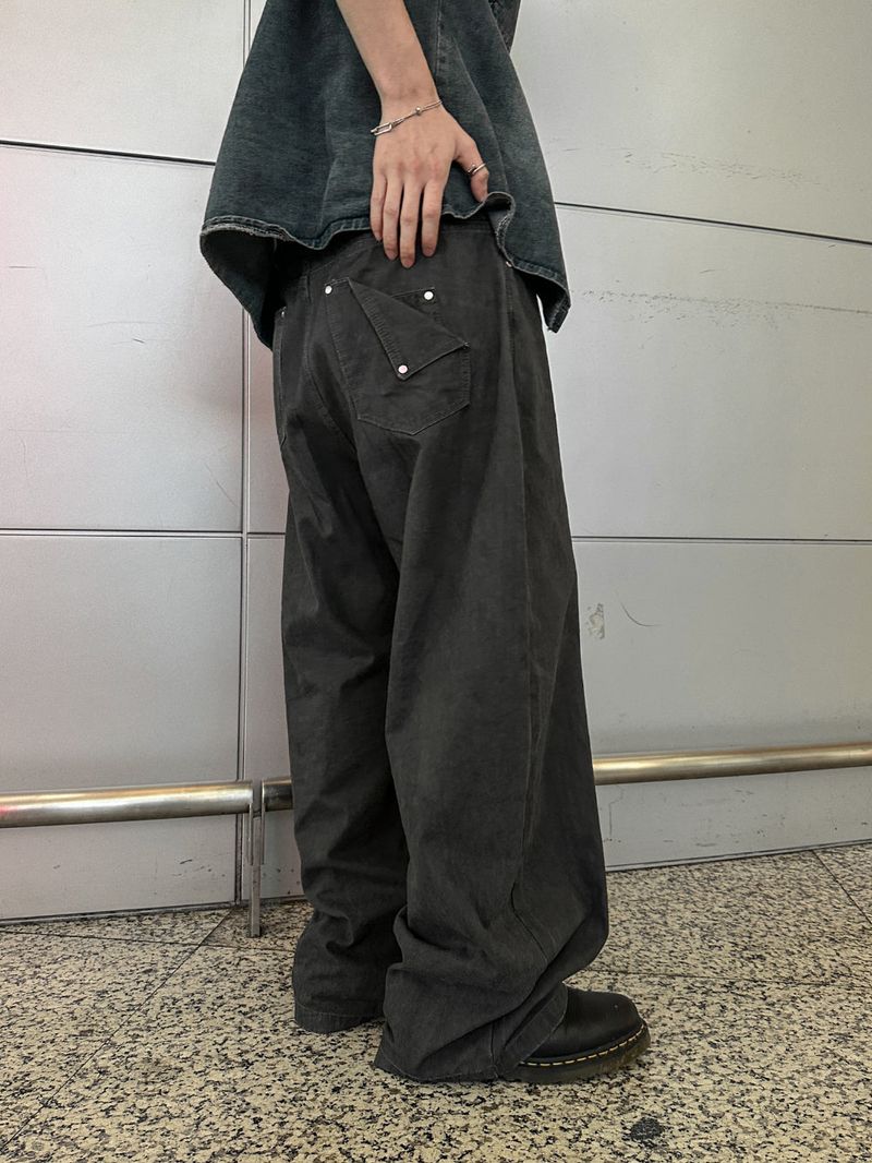 Log Herringbone Balloon Wide Pants