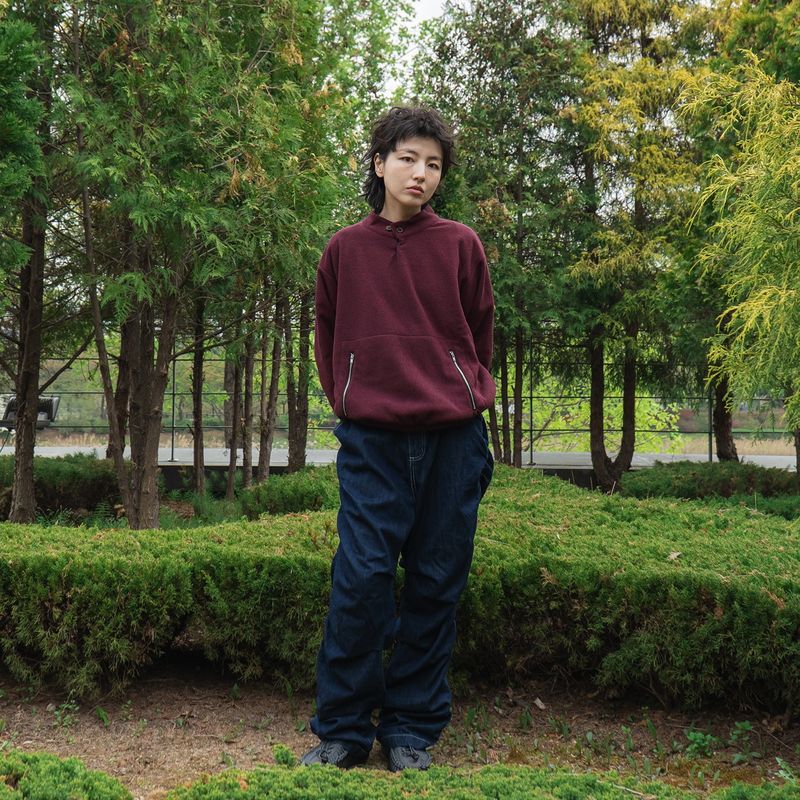 Surface fleece pullover / Rust wine