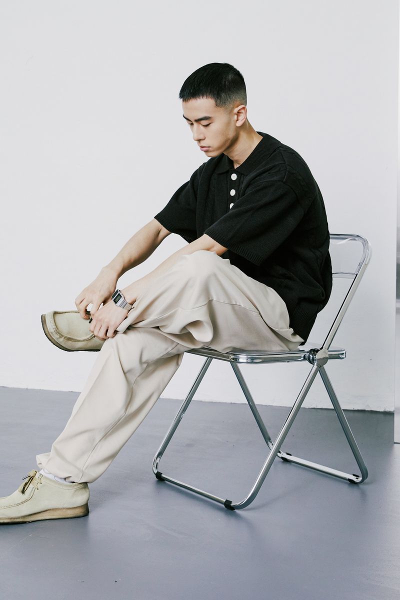 CHAIN CABLE COLLAR HALF KNIT BLACK