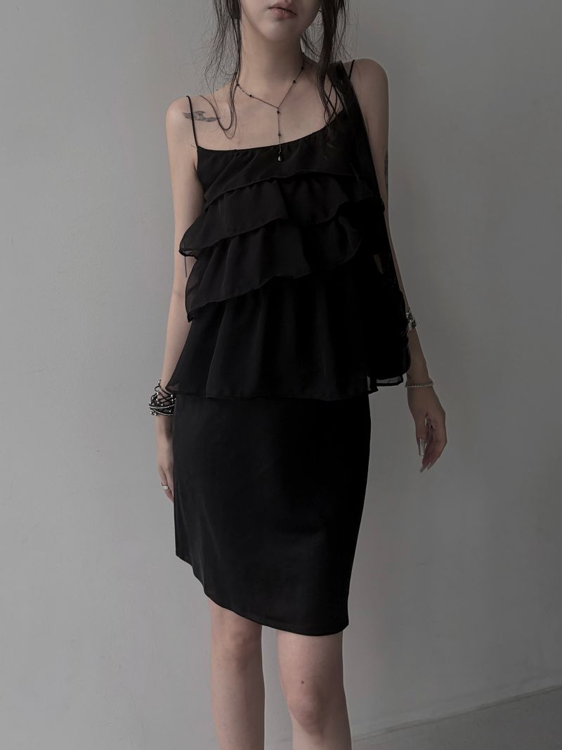 ruffle sheer bustier blouse (2color)