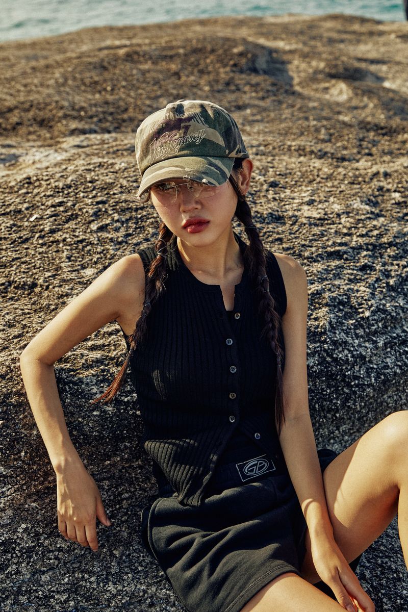 LETTERING LAYER CAMO BALL CAP