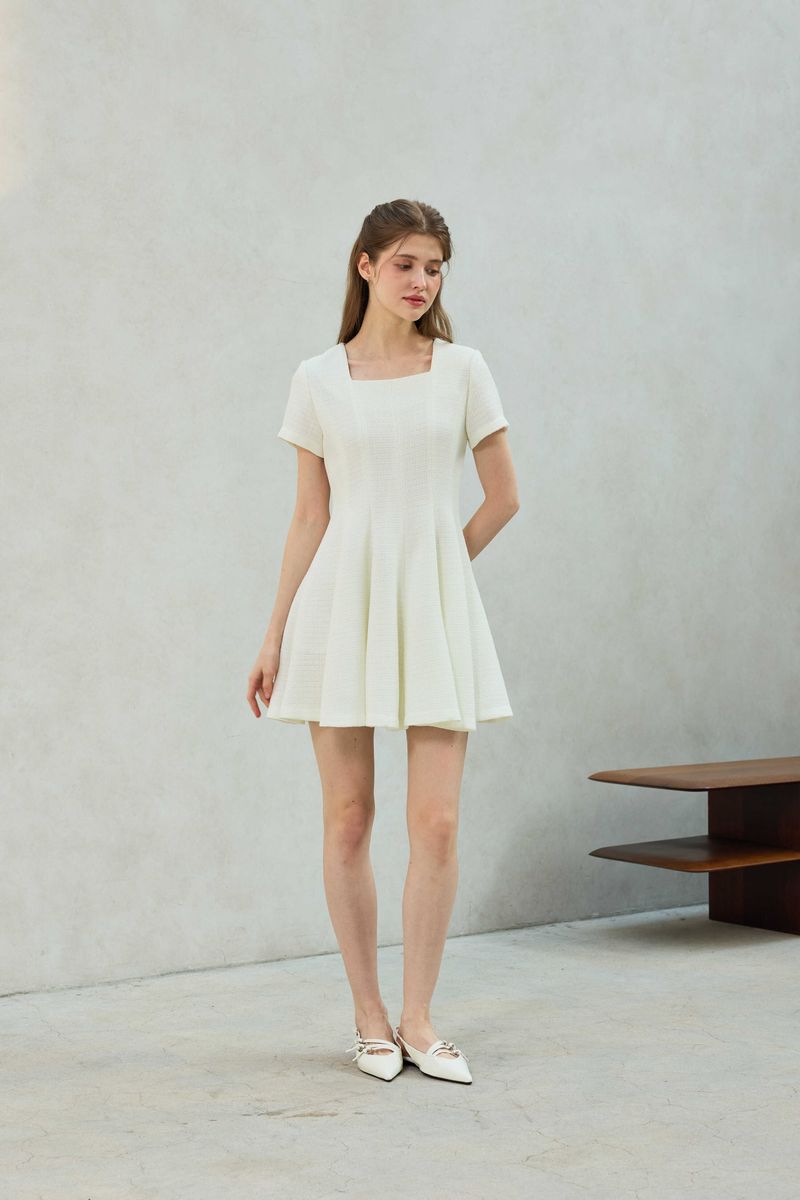 LANI TWEED DRESS / WHITE