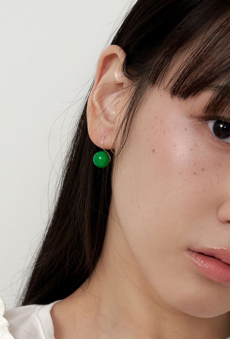 [silver925] jade ball hook earring