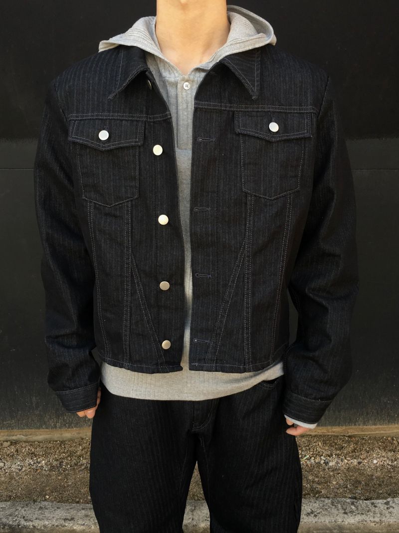 [SET] Aubert Non-Faded Wrap Denim Jacket 2C