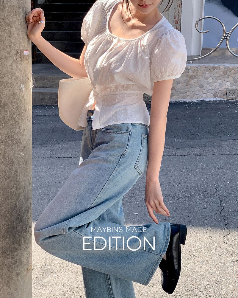[MADE] Mico puff short‑sleeve blouse