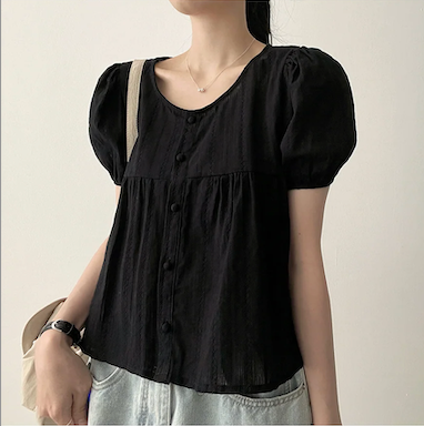 Bert Puff Sleeve Short Sleeve Blouse