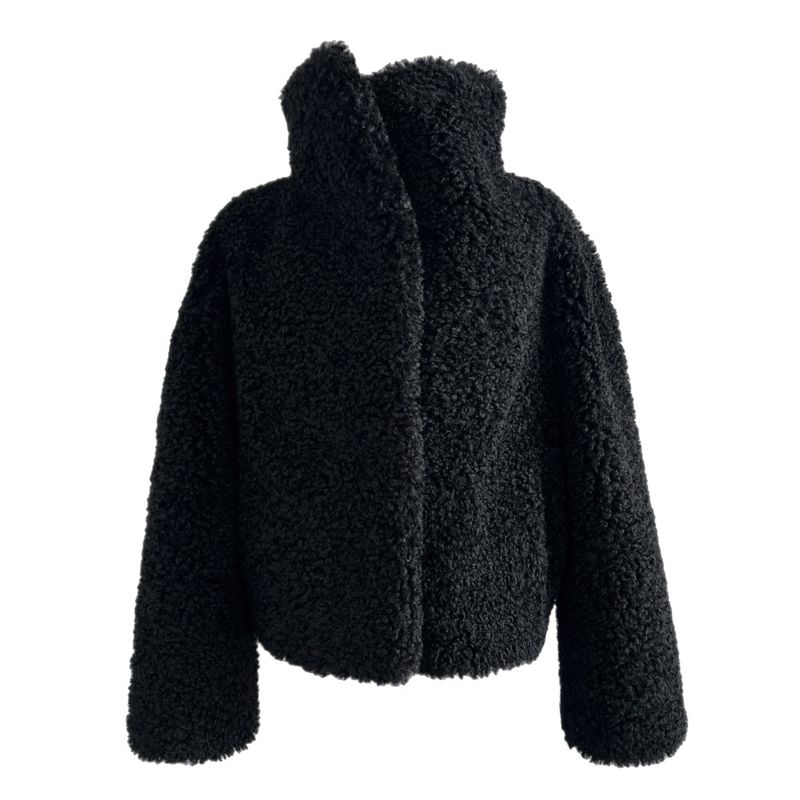 Teddy Hug Fuzzy High Neck Fur Jacket
