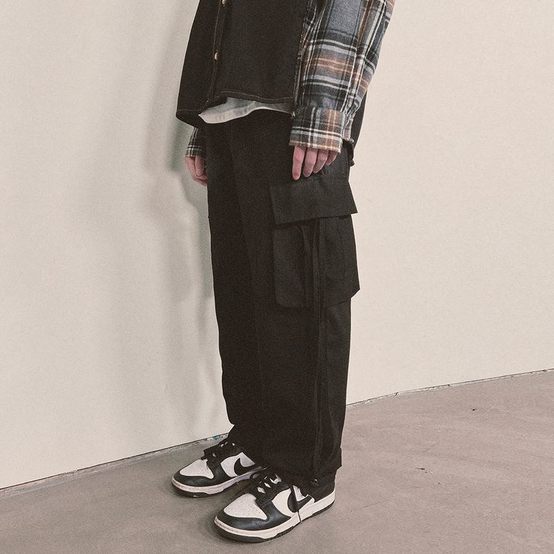 strap elastic pants_black