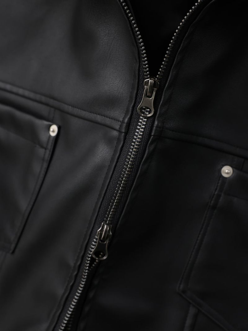 LMN Rivet Tracker Short Leather Jacket (black)
