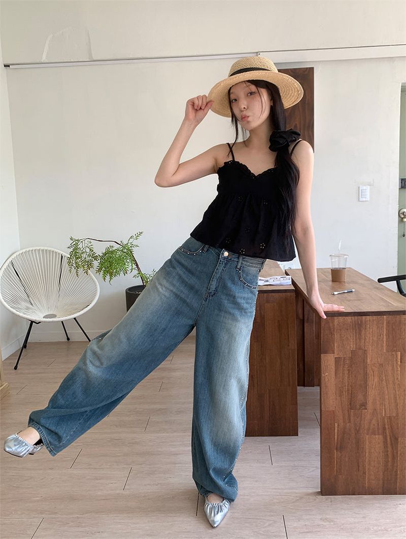 STUD BALLOON WIDE JEANS