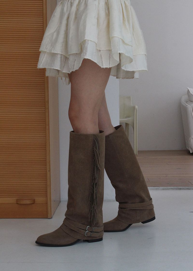 FRINGE SUEDE LONG BOOTS