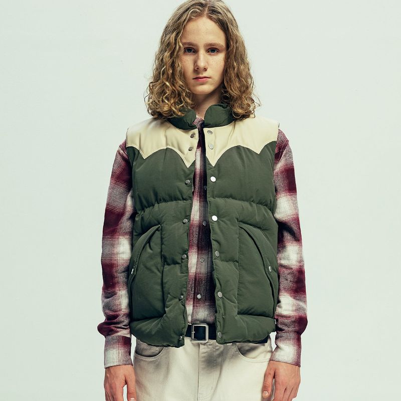 70s wyo padded ski vest olive khaki