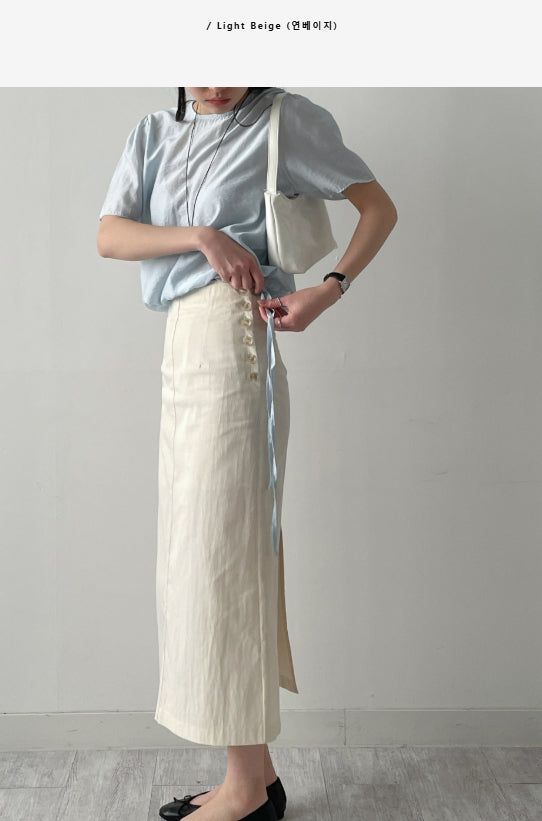 Cookie Button H-Line Long Skirt