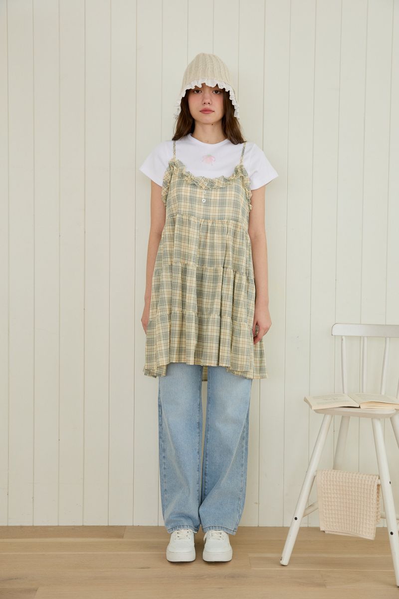 PINK PINEAPPLE（ピンクパイナップル）の「FRILL DAY CHECK DRESS（Dresses）」