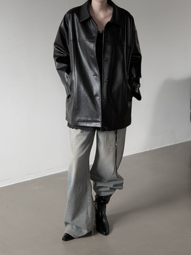 mnem（ムネム）の「Met Button Cracked Leather Jacket（Jackets/Outerwear）」