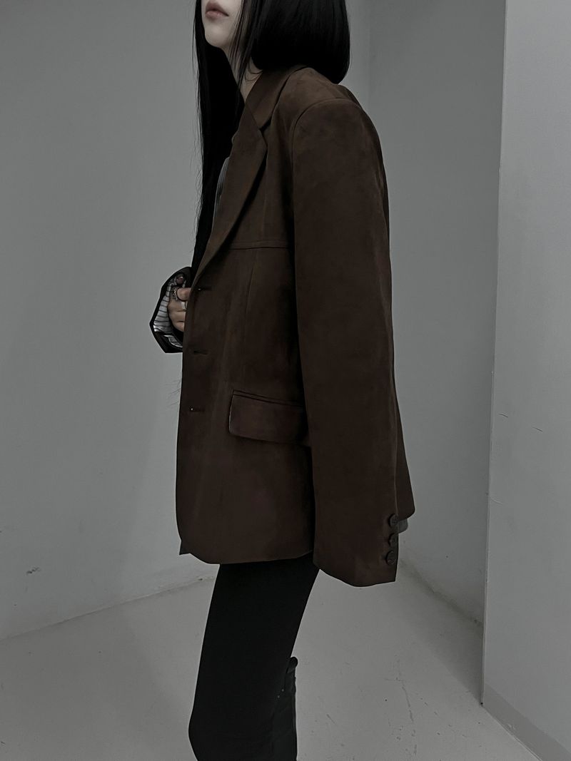 line suede blazer jacket (2color)