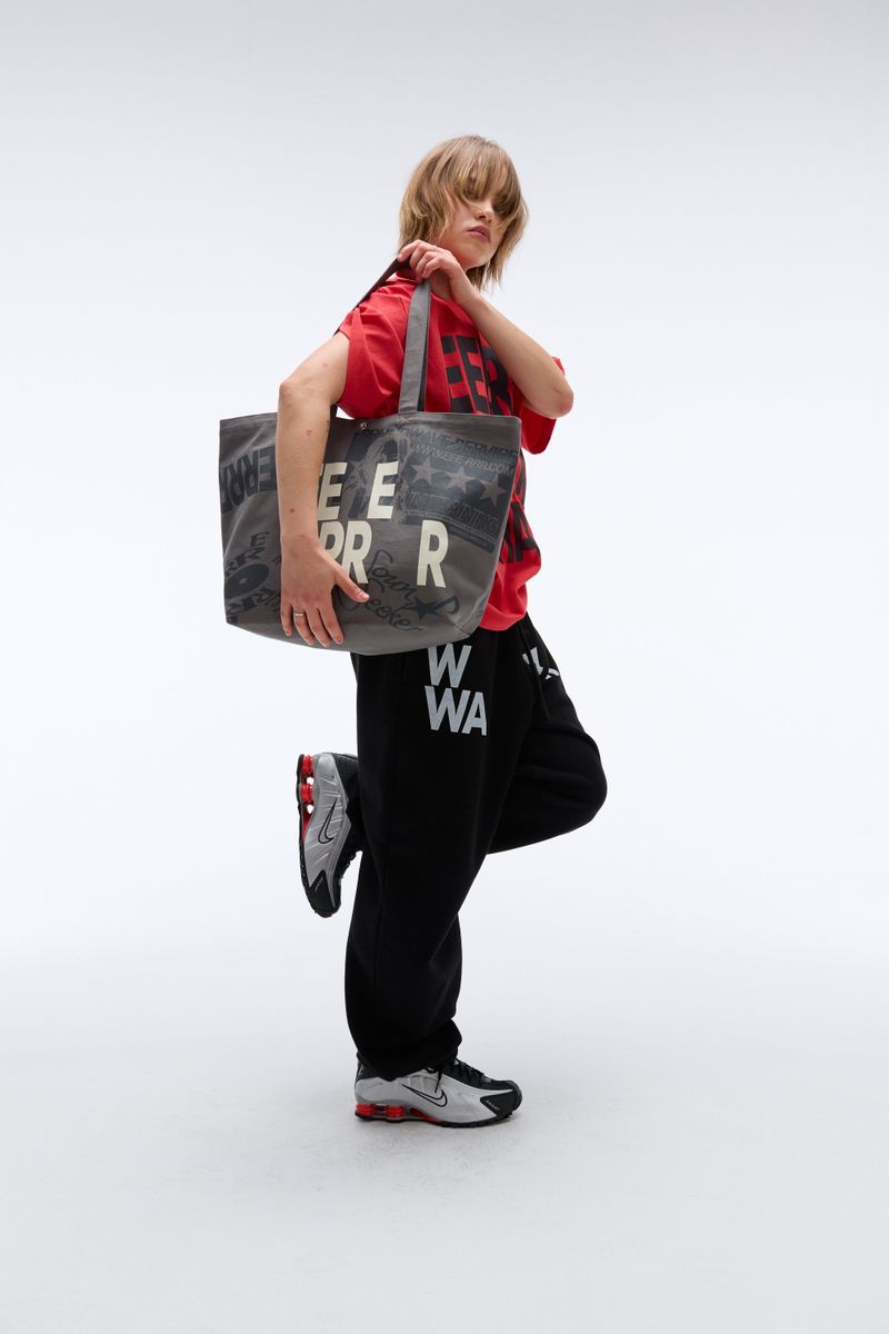 Weekend warrior typography printing tote-bag (Charcoal)