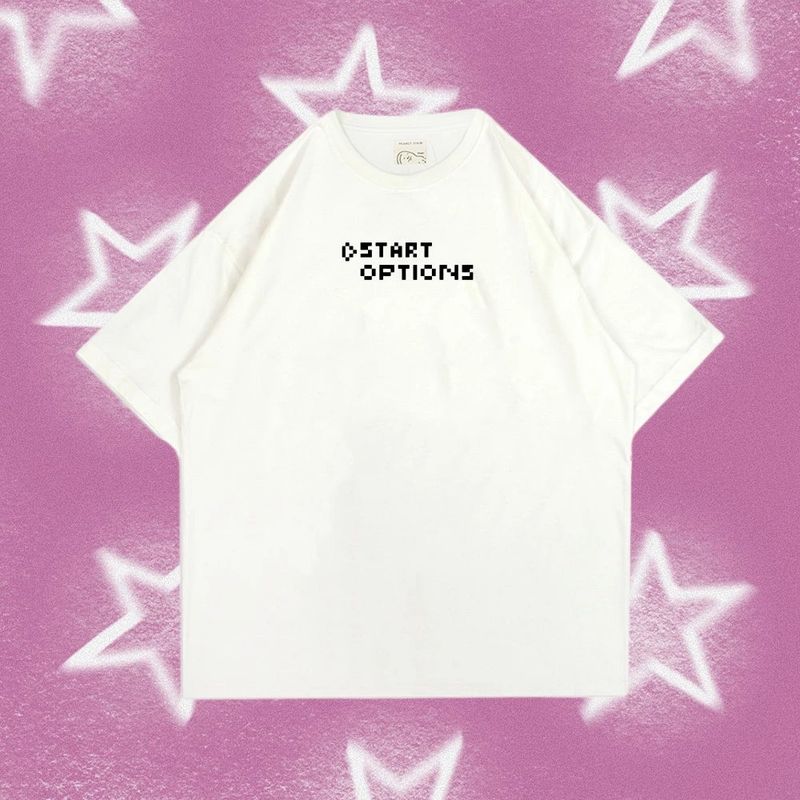 PEANUT STAIN - Pixel Characters Ivory Oversized Tshirt