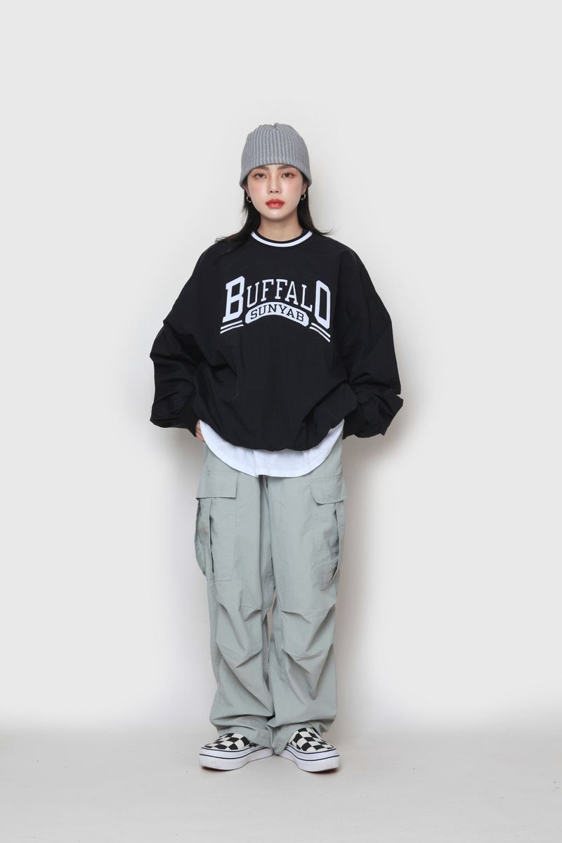 wide nylon cargo pants