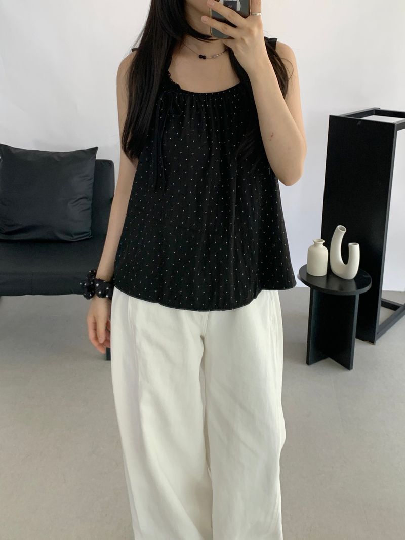 Liam Shirred Sleeveless Blouse