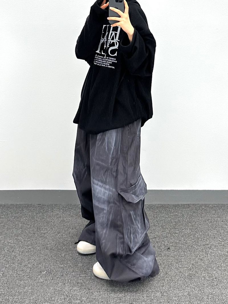 オイルブラックカーゴバルーンパンツ