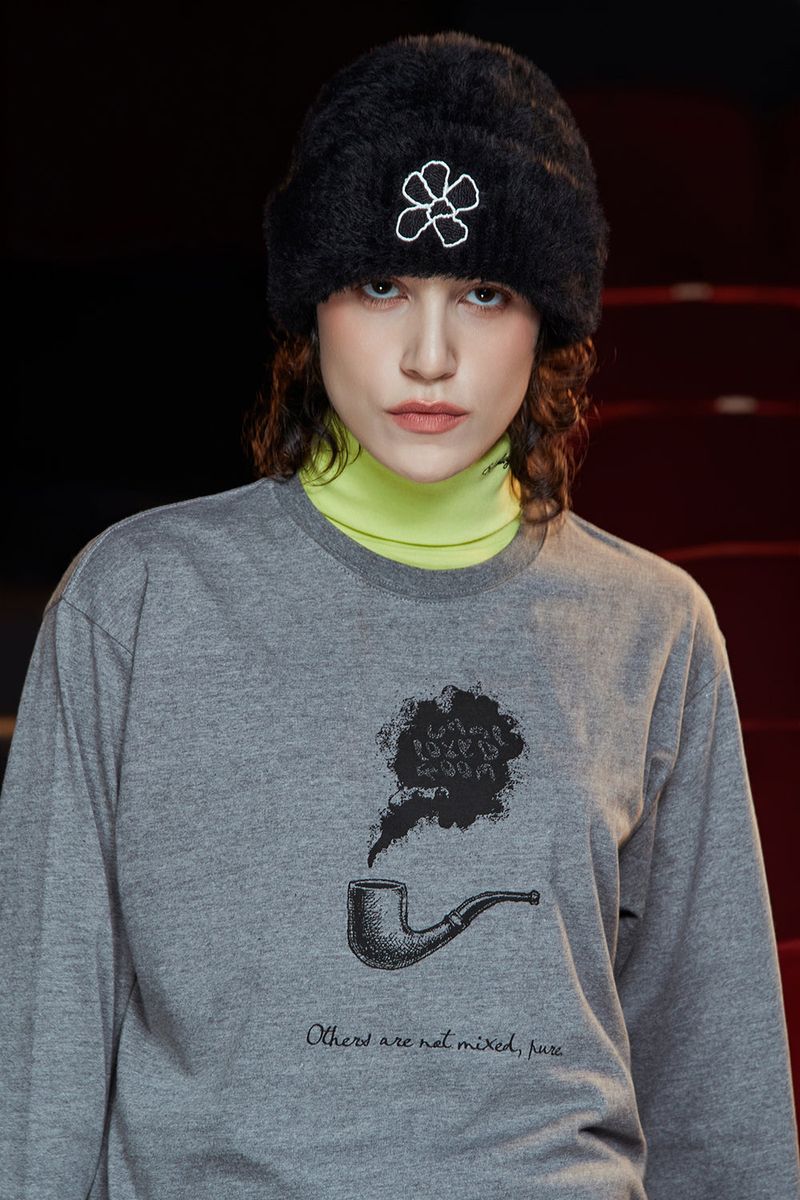 FLOWER FUR BEANIE / BLACK