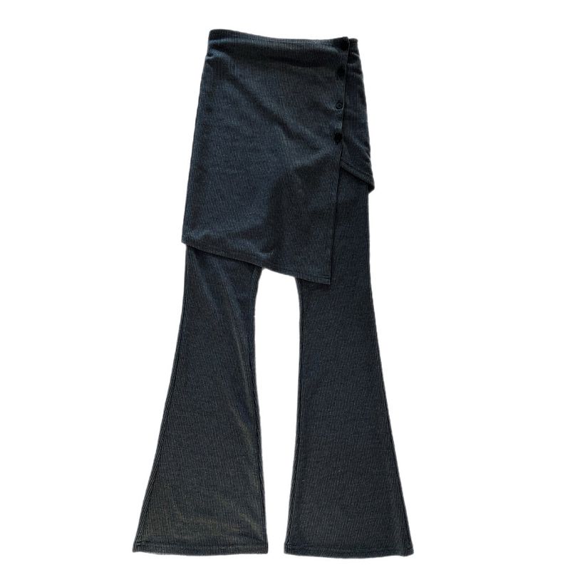 Sway Unbalanced Wrap Button Ribbed Bootcut Pants