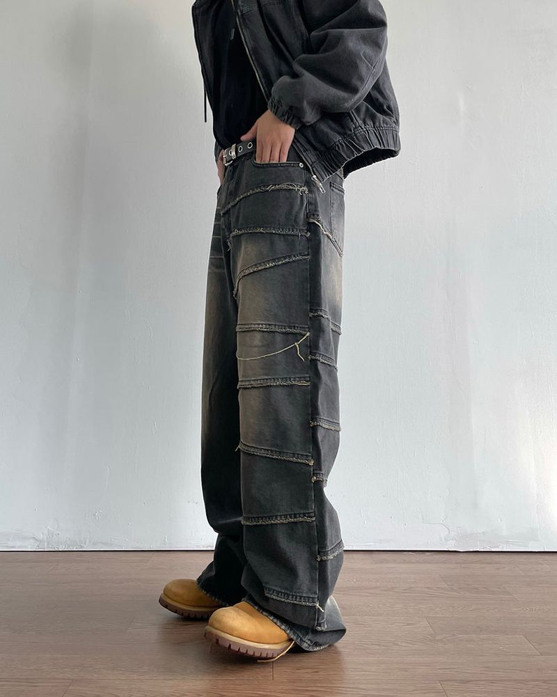 Unbalanced Cutting Denim Pants