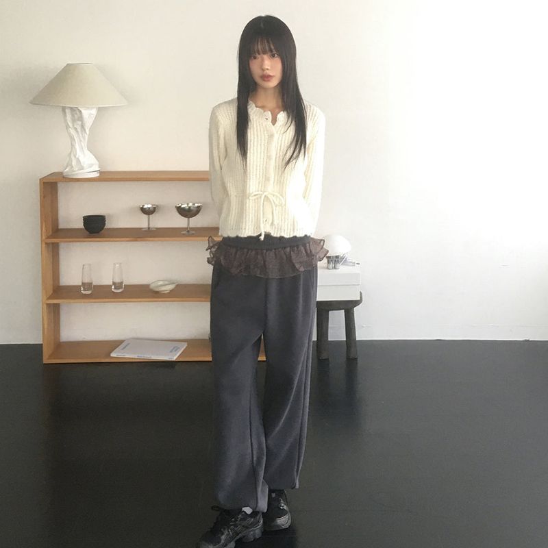 Shover leopard print chiffon layered jogger pants
