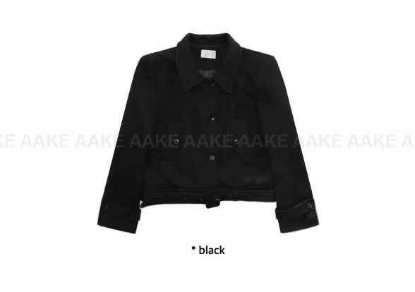 BELTED HIGH-NECK SHORT COAT