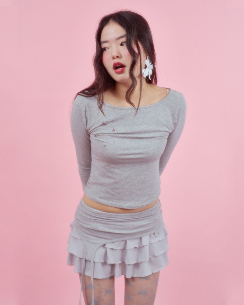 BACK RIBBON STUD T SHIRTS [3colors]