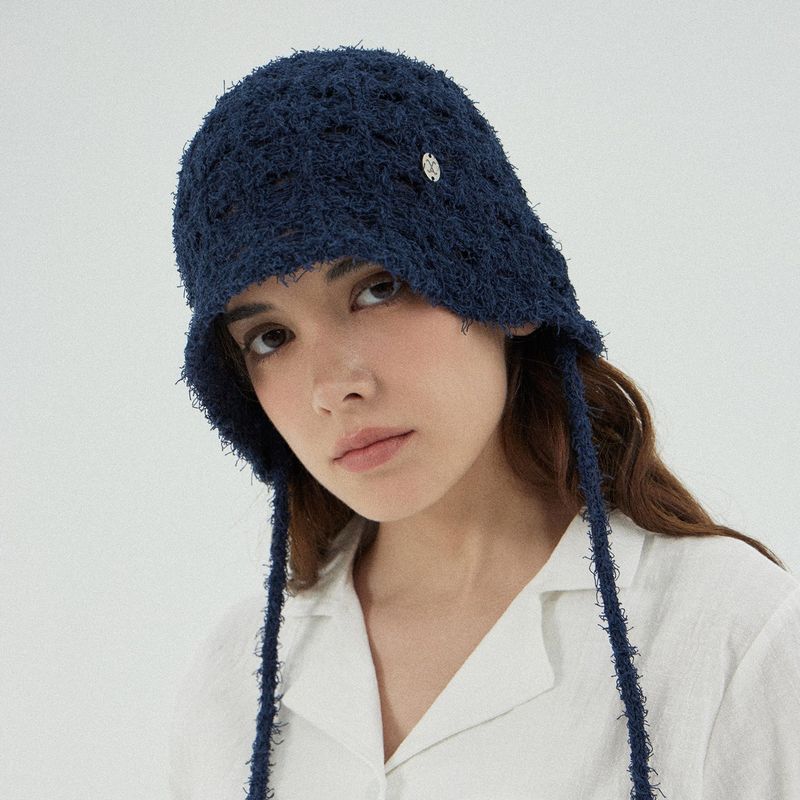 VA カーブオーバル メタル ニット パンチング バケットハット / Navy
