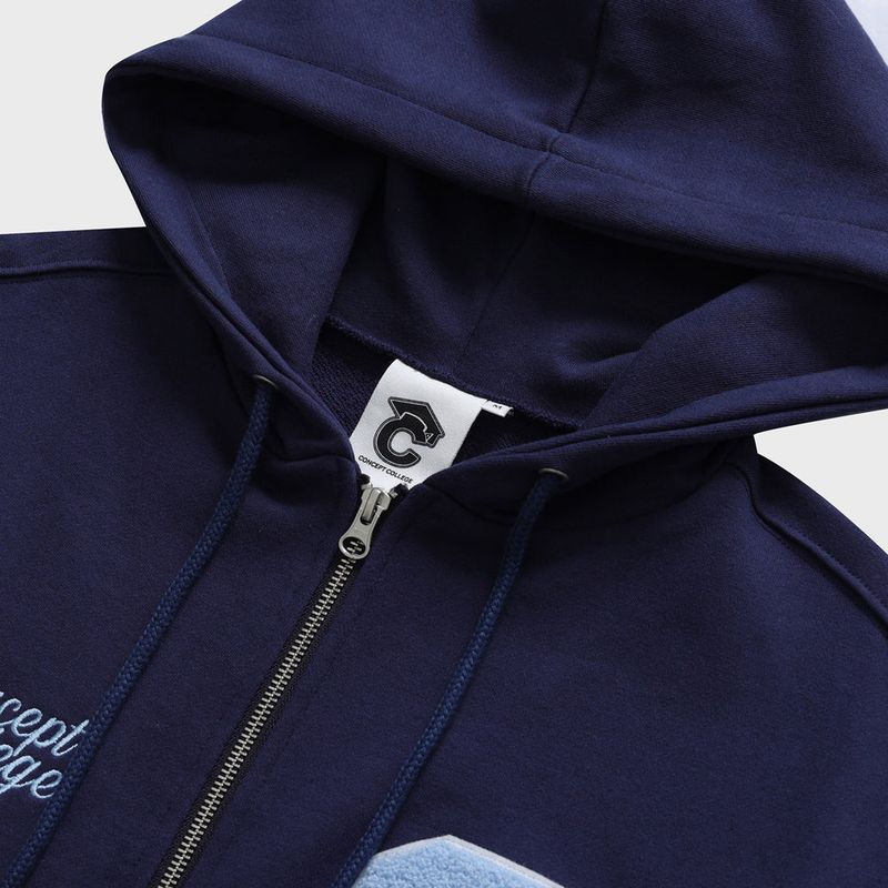 C Patch Zipper Hood Zip-Up / Navy [Unisex]