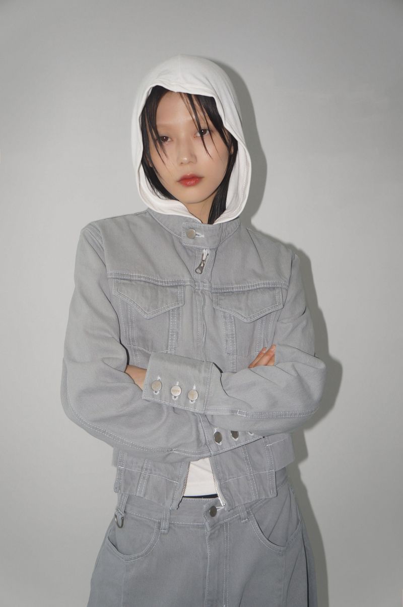 ANGLED GRAY WASHING UNBAL JK (light gray!)
