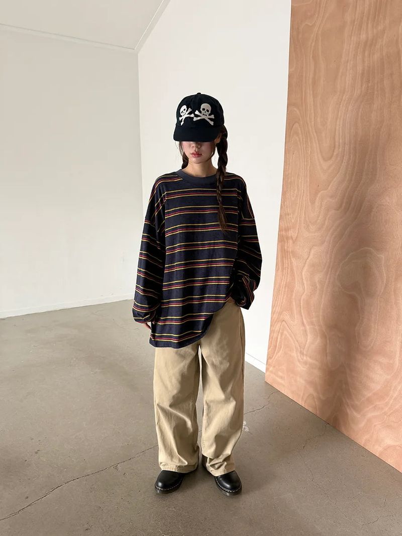 multi stripe boxy T