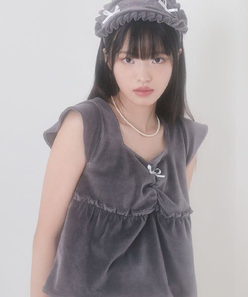 ZIZEMUSEUM（ジゼミュージアム）の「VELVET PAJAMA TOP (CHARCOAL)（Tops）」