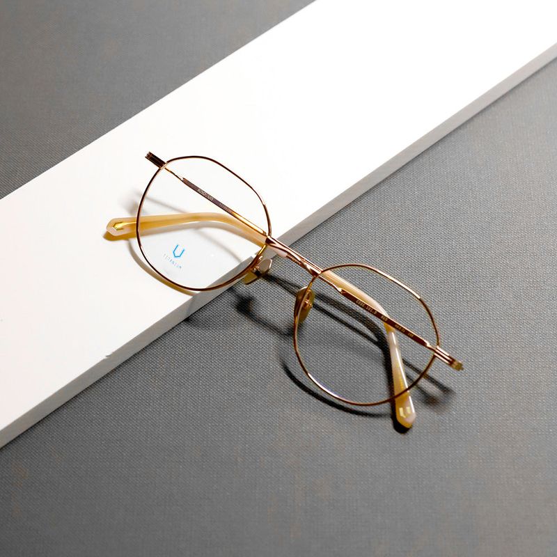 Knouun Round titanium glasses CODE. 101. D Rose Gold