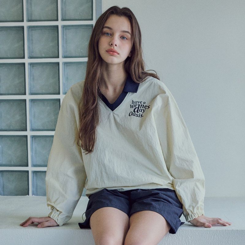 Signature Nylon Collar Sweatshirt_Ivory
