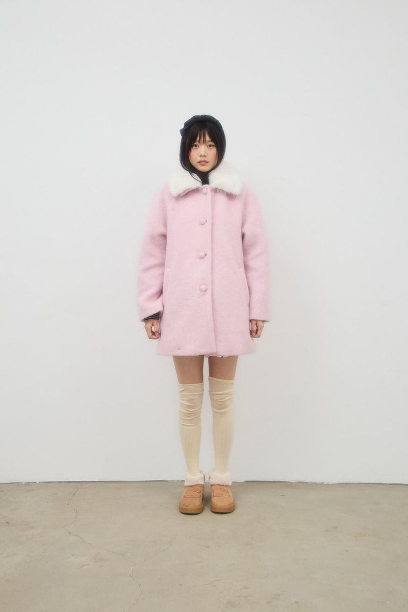 BUBBLE WOOL HALF COAT (PINK)