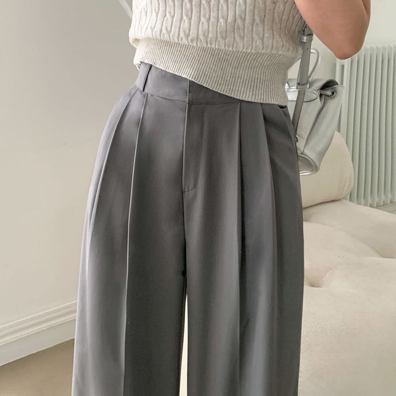 [Bellide made / Short, Long] Summer version two-pintuck wide slacks