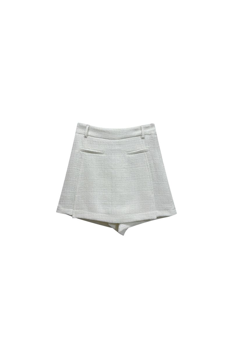 AGLOW TWEED SKIRT PANTS / WHITE